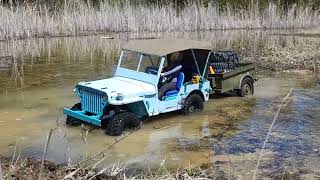 Triple D Adventures with Rochobby Willys MB Scaler Jeep hauling the trailer.