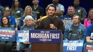 Abdul El-Sayed, Bernie Sanders rally in downtown Grand Rapids