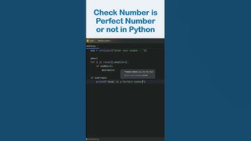 Check given Number is Perfect Number or not in Python #shorts #short #shortvideo #youtubeshorts