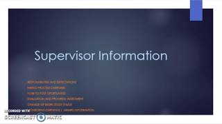 1718 Supervisor Training - Supervisor Info