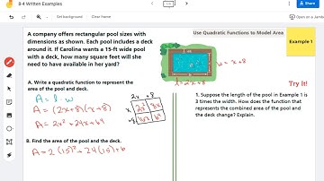 Use Quadratic Functions to  Model Area