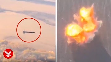 Ukrainian helicopter gunner blasts Russian drone out of the sky with minigun