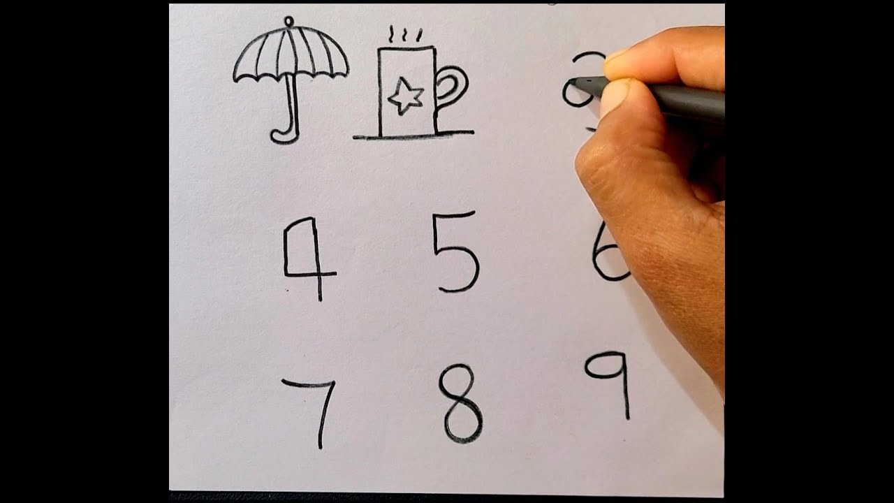 Drawing ideas from number 1 to 9 | numbers drawing - YouTube