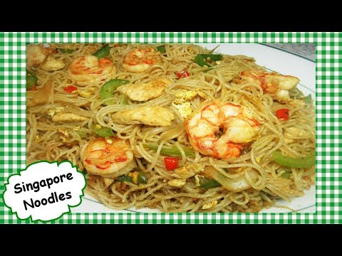 Singapore Fried Noodles Recipe ~ Easy Singapore Shrimp Chicken Stir Fry