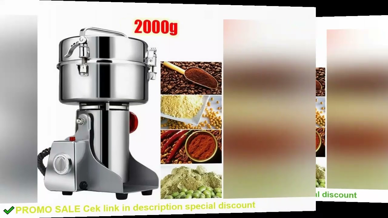2000G Electric Grain Mill Grinder, Stainless Steel Pulverizer Powder Machine, for Dry Herbs Grains S