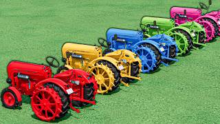 TRANSPORTING COLORFUL MINI TRACTORS , TRUCKS &amp; COLOR WORKS ! Farming Simulator 22