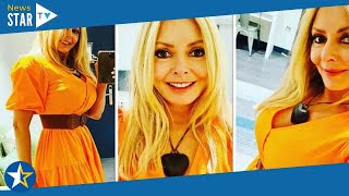 Carol Vorderman, 61, stuns in busty bright orange dress for behind-the-scenes selfies