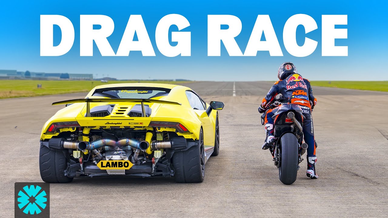 MOTO GP vs Tuned Lamborghini 1/4 MILE RACE - YouTube