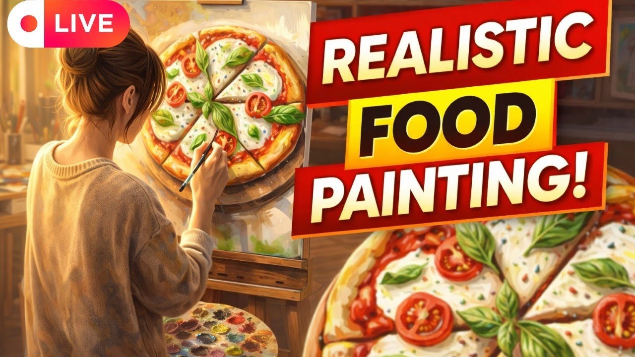 Realistic Food Painting LIVE 🍕 | Step-by-Step Art