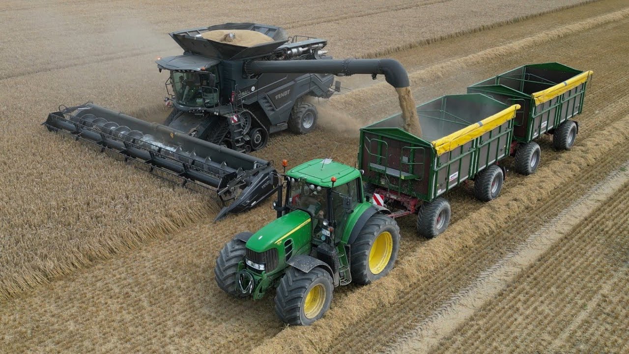 FENDT IDEAL 8T am Gerste dreschen / Abfahrer JOHN DEERE 7530 / Ernte 2024 / 4K