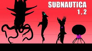 SUBNAUTICA 1+2  Creatures Size Comparison | Sea Emperor Leviathan