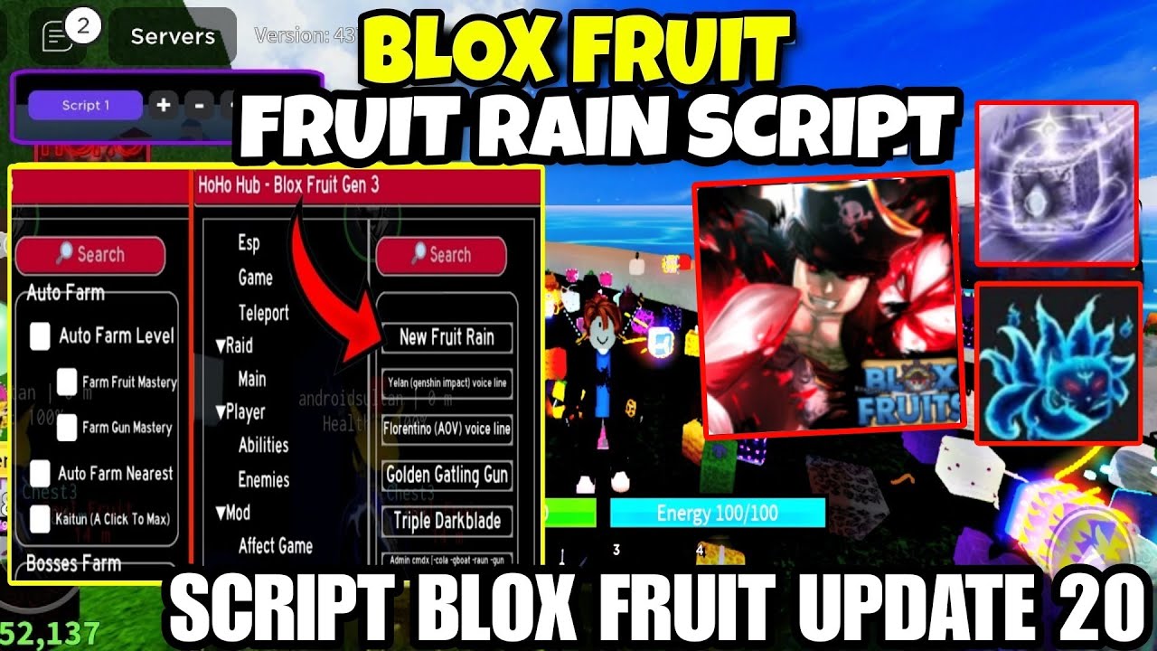 Blox Fruit Script Update 20 No Key AUTO FARM & FRUIT RAIN ! SARA