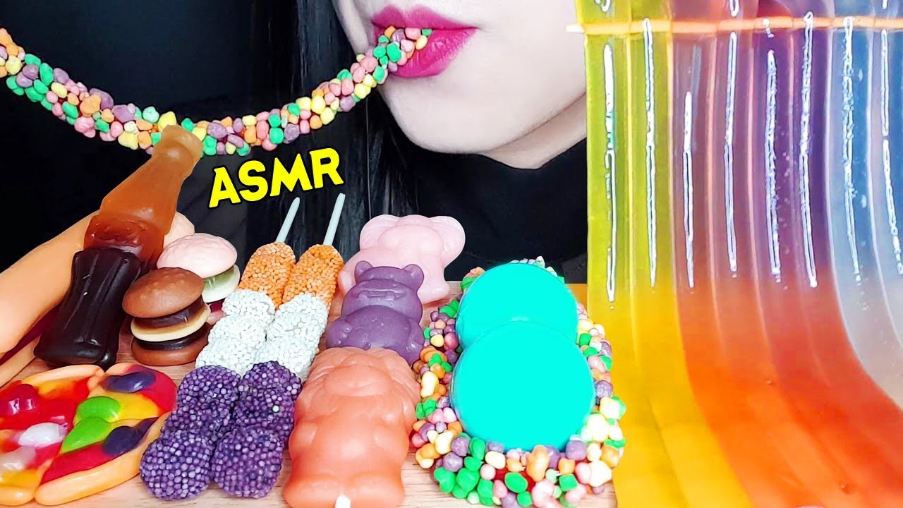 ASMR JELLY NOODLE, EARTH JELLY, GUMMY JELLY Eating Sounds MUKBANG 젤리국수