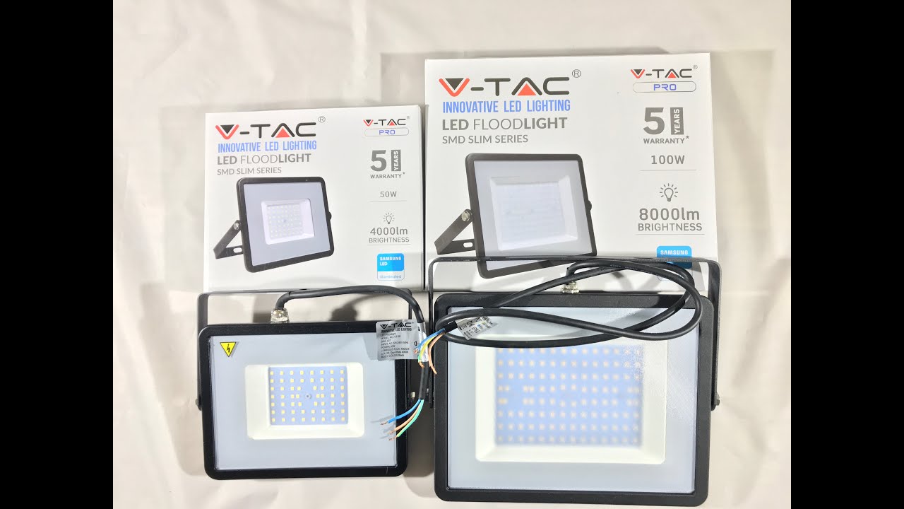V-tac fekete házas slim SMD LED reflektor, 50W és 100W-os bemutatása by LED24