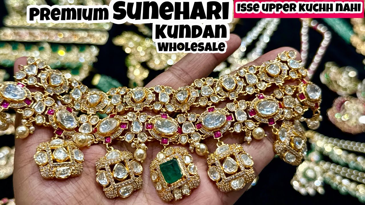 High End Sunehari Kundan Jewellery Manufacturer in India | Luxurious Bridal Jewelry Wholesale