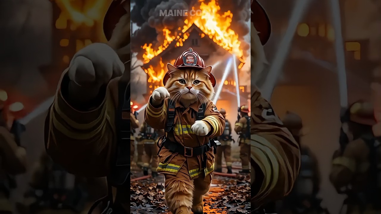 "Brave Firefighter Cat Rescues Baby from Burning House!" 