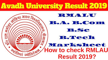 Avadh University Result 2019 RMALU B A  B Com  B Sc B Tech |avadh university result with marksheet