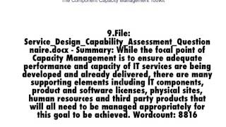 The Component Capacity Management Toolkit