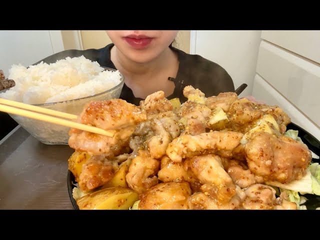 【ASMR，咀嚼音】Honey Mustard Chicken and Rice！ハニーマスタードチキンとご飯！