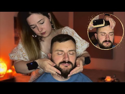 ASMR Whispered Gentleman’s Hair, Face & Beard Treatment with Brushing, Jade Comb & Luxury Beard Oil