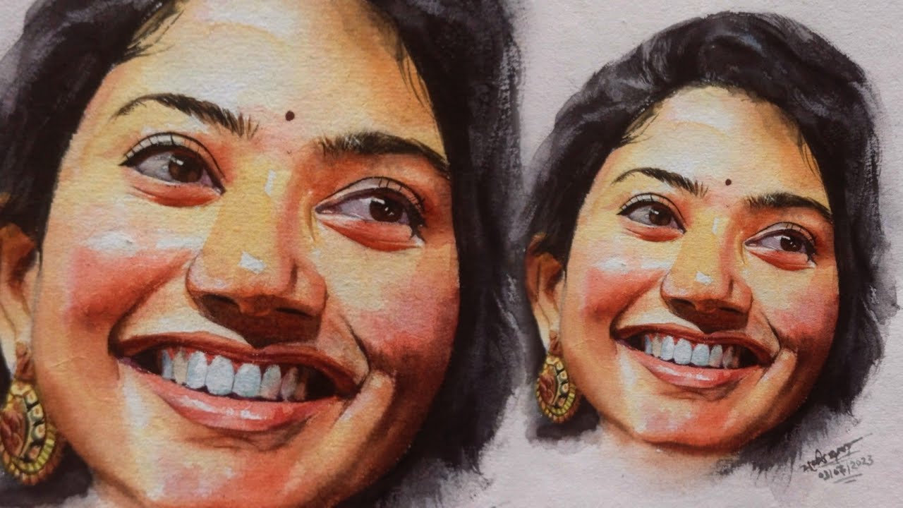 Watercolor Painting of Sai Pallavi ❤️ || Watercolor Drawing || Watercolor Portrait || Surajit Sarkar