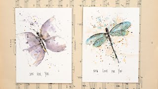 DIY Watercolor butterfly and dragonfly cards ideas for any occasion