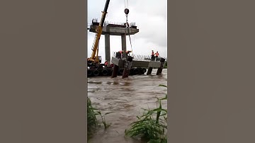 Bridge Construction in Extreme Flood Conditions #construction
