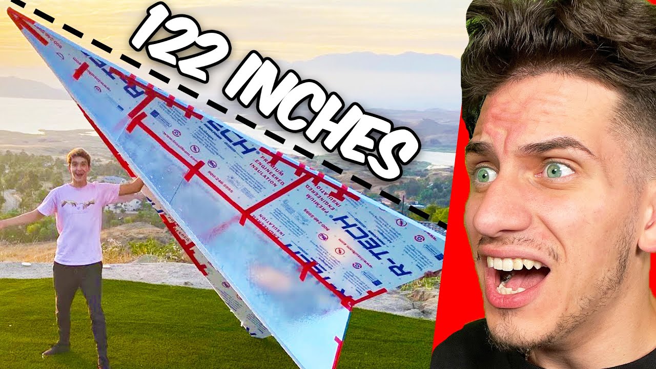 GIANT 122 INCHES FLYING PAPER AIRPLANE! (Try Not To Say WOW Challenge)