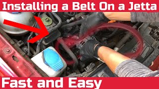 How To Install a Belt on a Volkswagen Jetta 1998 - 2005 VW How To Replace Serpentine Belt Idler Pulley 1995 2005 Volkswagen Jetta