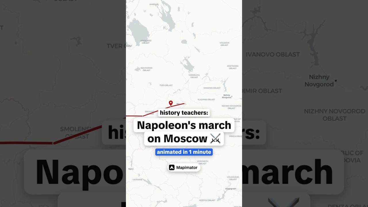 Napoleon's march on Moscow, animated ⚔️ #history #mapanimation