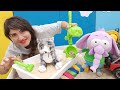 Çocuklar için - Ümit ve Necati, kum havuzunda kedi için tuvalet hazırlıyor! Eğitici oyunlar