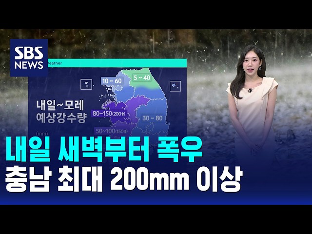 [날씨] 내일 새벽부터 폭우..충남 최대 200mm 이상 / SBS