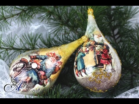 Decoupage Tutorial , Christmas Tear Drop Baubles , DIY Tutorial