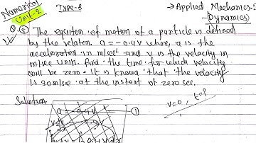 Unit-2|Numerical|Type-3|Applied Mechanics-II(Dynamics)|Rectilinear motion of particle BE Civil 2nd