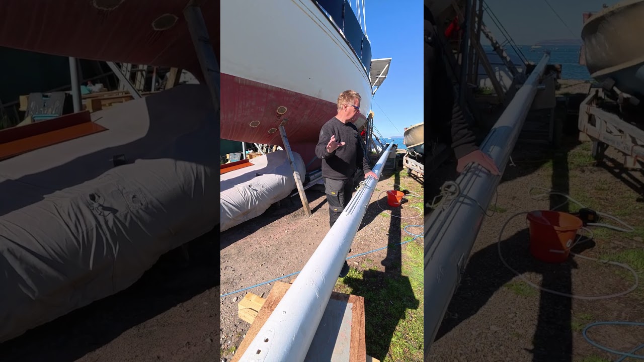 ⁣Mast prep begins. #BoatRefit #BoatLife #DIY