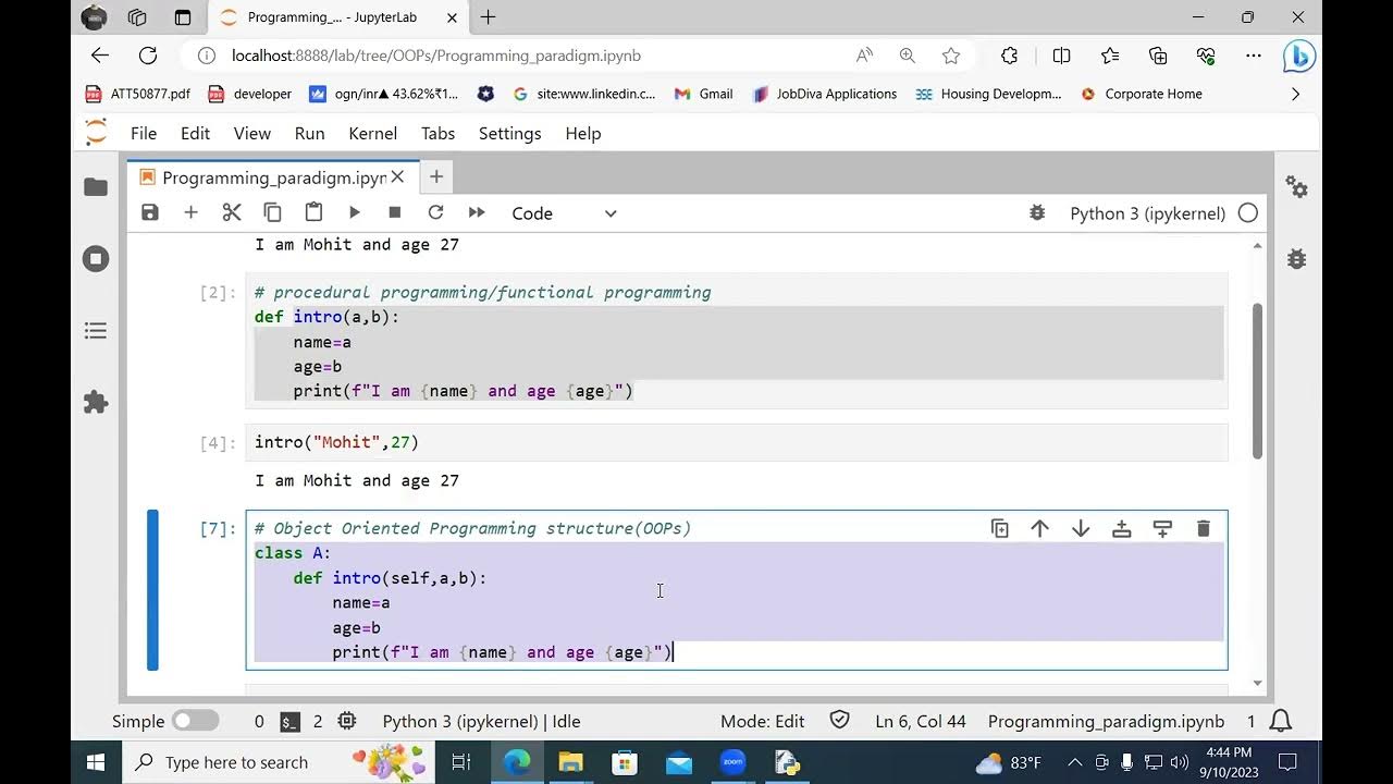 Python Object Oriented programming paradigm, procedural, top line, part ...