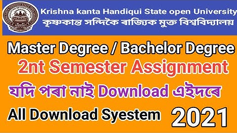 Kkhsou Master Degree ll Becholar Degree Assignment Download ll 2021