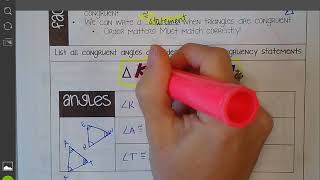 Parts of Congruent Triangles Notes