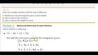 Math 10 2.4 Example 3 Adding and Subtracting Complex Numbers