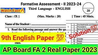 ?ap 9th class English fa2 question paper 2023 solution|9th class english fa2 question paper 2023-24