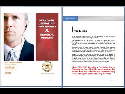 Standard Operating Procedures For Security Business Security Guard Company SOP