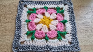 Цветно бабино квадратче на една кука / Granny square Crochet pattern