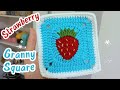 Crochet strawberry granny square tutorialstrawberry motif crochetgrannysquare