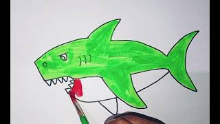 Shark Drawing | Painting and Coloring for Kids | Toddlers.  #coloring #shark #sharkdrawing by Cho Cho Tv Star 335 views 9 days ago 8 minutes, 44 seconds