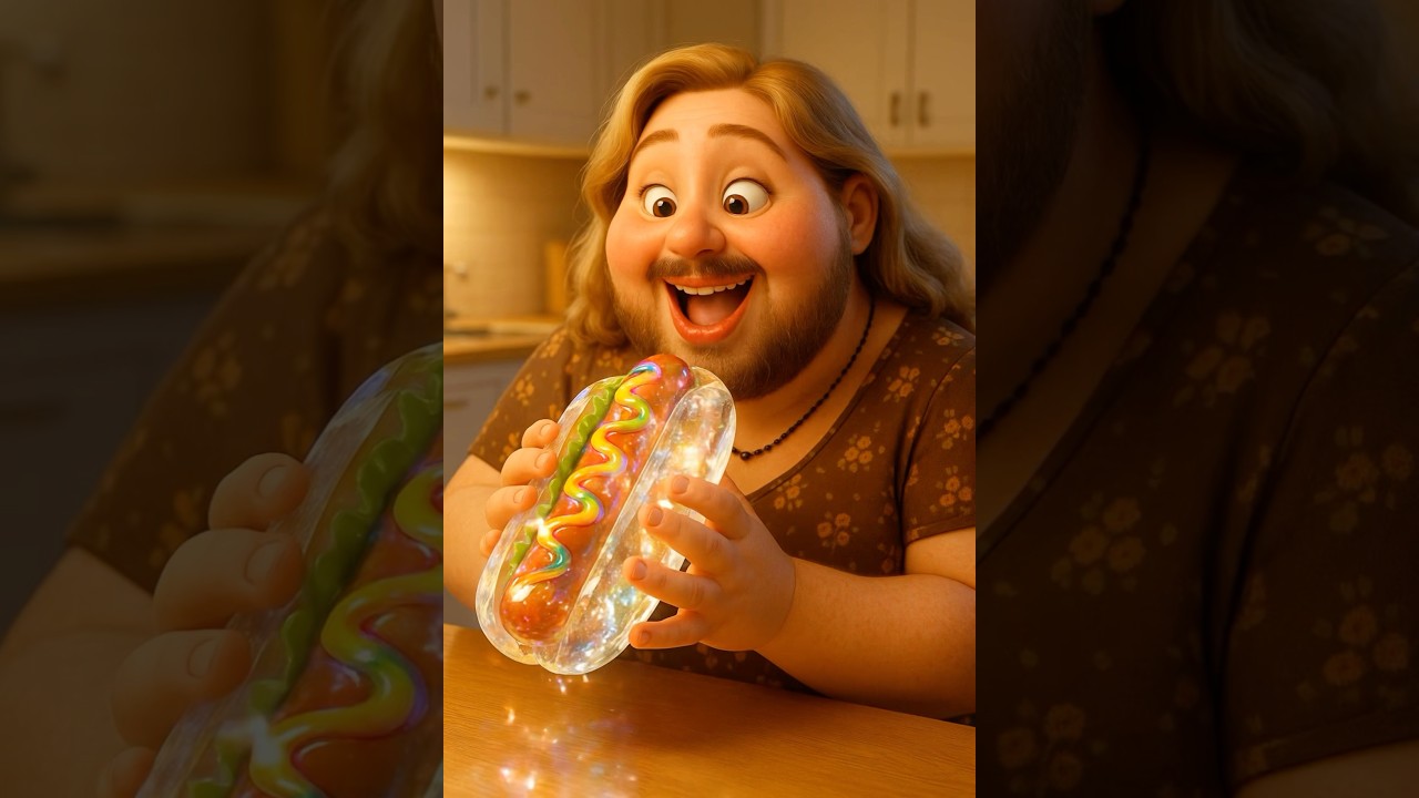ASMR Eating a Giant Crystal Glass Hot Dog 🌭✨ | Pixar Style Animation