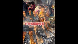 新疆美女卖烤鱼，15元一串，只用阿克苏本地草鱼 #新疆 #阿克苏 #烤鱼