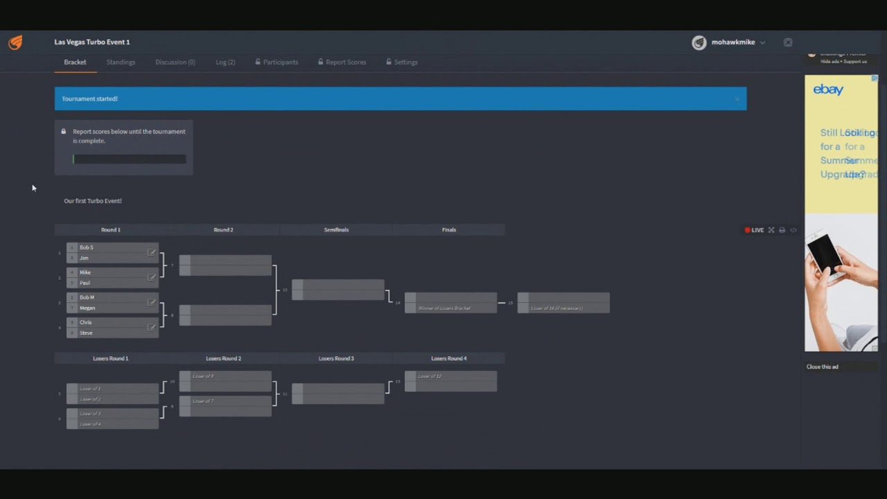 UFS Turbo - How to Run a Double Elimination Bracket