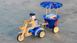Make An ice cream Delivery Robot - Electric Bike 3 Wheels with Trolley From Pepsi Cans