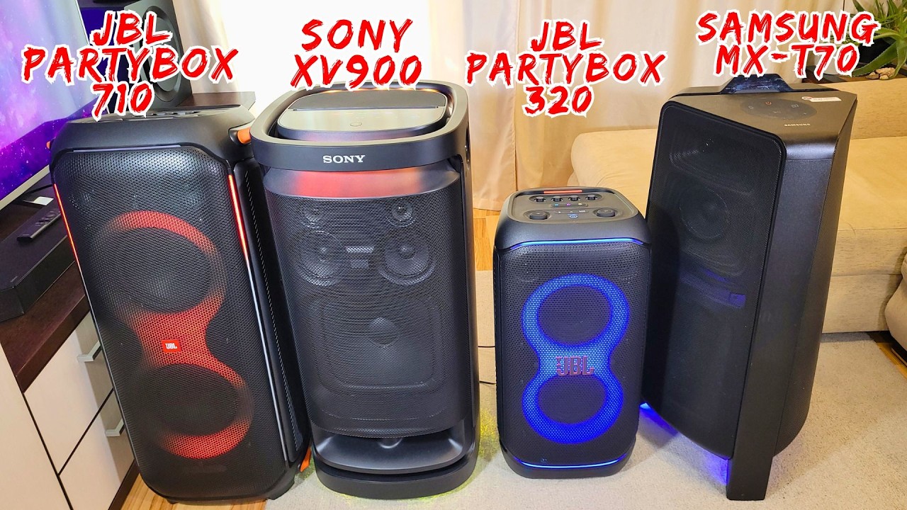 JBL Partybox 320 VS Samsung MX-T70 VS JBL Partybox 710 VS Sony XV900 Sound test + BASS Test