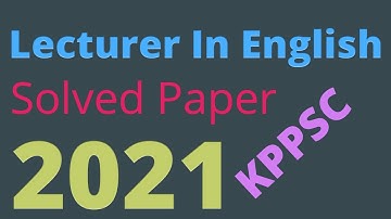 Lecturer English Solved Paper KPPSC 2021